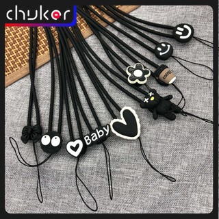 Đen Dây Silicon ins Phong Cách Sáng Tạo Treo Cổ Chống Mất Dây Silicone u Đĩa Chìa Khóa Mặt Dây Chuyền Dây Đa Năng Dây Điện Thoại Di Động Dây