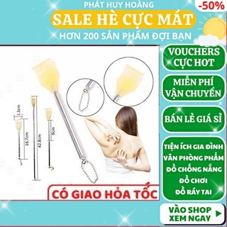 Cây gãi lưng cán Inox ✅ FREESHIP 🚛 Có video thật 🎥 Cây gãi lưng cán Inox tay nhựa kéo dài nhỏ gọn - Phát Huy Hoàng