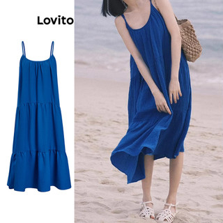 Lovito Váy xếp nếp trơn thường ngày cho nữ L76AD196