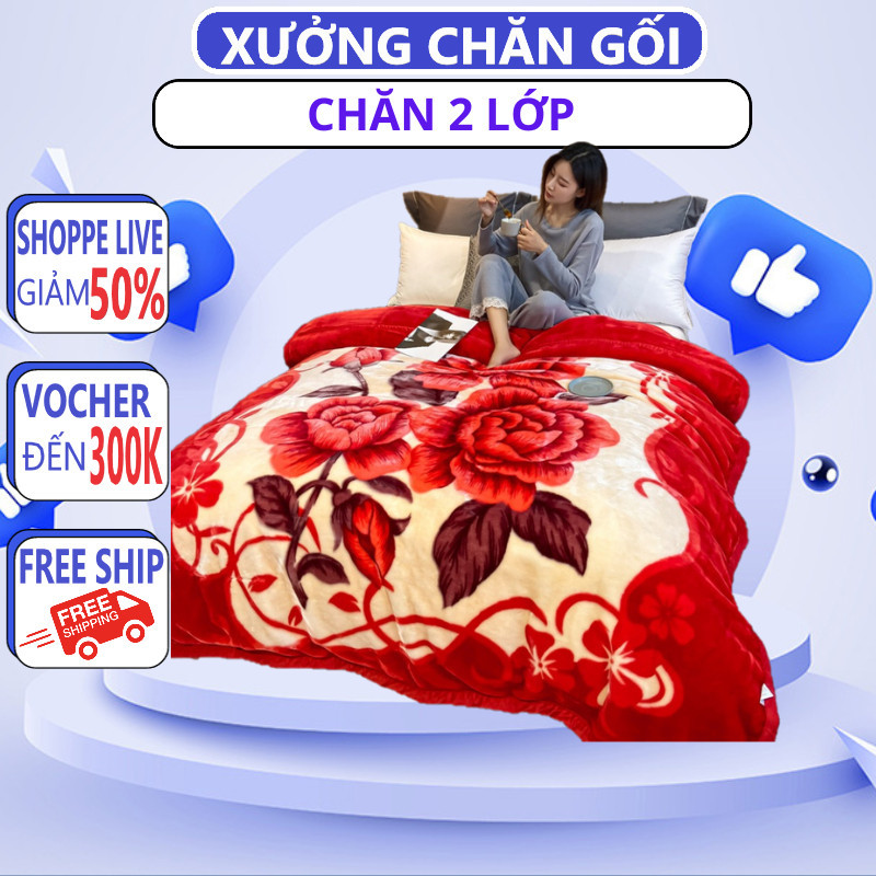 [ XẢ KHO ] Chăn tuyết nhung  2 lớp loại dày, mền bông mùa đông cotton mềm mịn 1m6x2m - CHĂN CHIẾU TG
