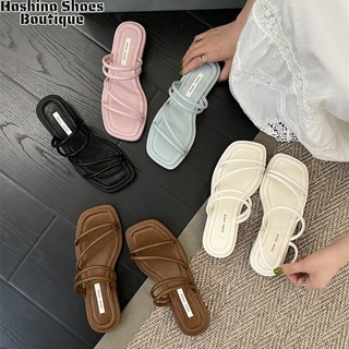 Dép đế thấp hai dây đeo cho nữ có dây đeo đơn giản kèm váy dép La Mã