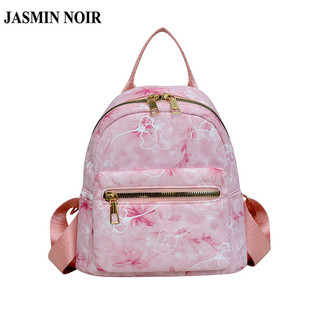 Jasmin NOIR Nylon In hoa Ba lô nữ Túi đi học nhỏ thông thường dành cho thanh thiếu niên