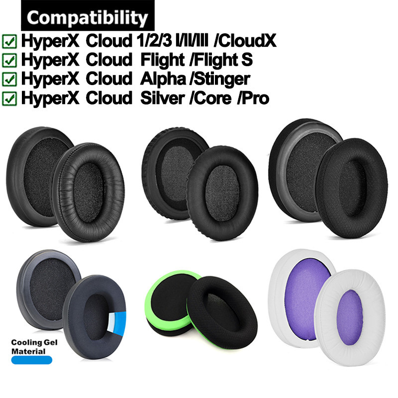 1 Cặp Tai Nghe Cho HyperX Cloud I II III 1 2 3 / X CloudX / Chuyến Bay / Chuyến Bay S / Alpha / Stinger / Bạc / Core / Pro Tai Nghe Đệm Tai Nghe Miếng Đệm Tai Nghe Bọt Biển Tai Nghe Bịt Tai