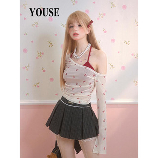 YOUSE áo phông áo thun nữ croptop baby tee Vintage Comfortable Trendy xu hướng WTX245106F 21Z240520