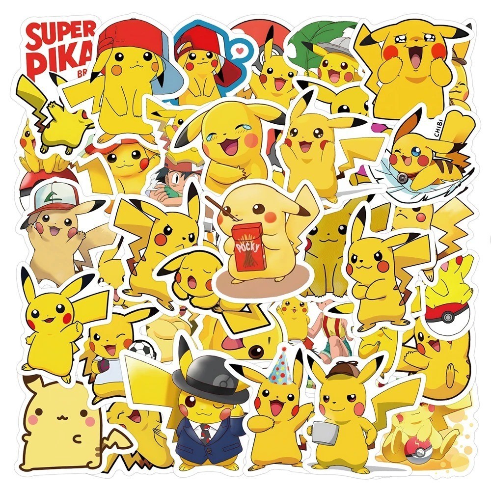 Sticker Pikachu ❤️FREESHIP❤️ Sticker Pikachu Hình Dán Chống Nước Trang Trí Điện Thoại