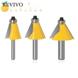 Mũi khoan bộ định tuyến vát revivomayshow, thân 6mm 6.35mm 8mm 15 22,5 30 độ phay và cắt, mũi khoan vát bền dụng cụ chế biến gỗ
