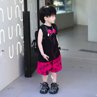 Bộ đồ Vest không tay cho bé trai Mùa hè Phong cách mới Áo thun ngắn tay nhỏ vừa cho trẻ em Quần Short phiên bản Hàn Quốc Bộ đồ hai mảnh đẹp trai