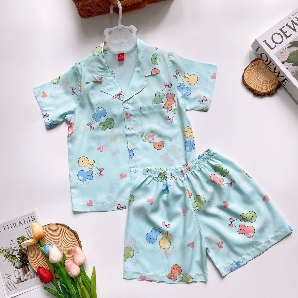 Bộ Tole lanh Pijama Quần đùi dành cho bé Trai và Bé Gái, chất vải lanh thoáng mát (10-30kg)