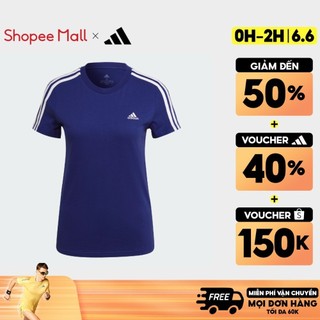  adidas Phong cách sống Áo thun 3 Sọc ôm sát Essentials Nữ Màu xanh da trời HF7239