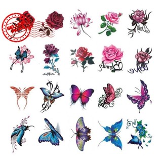 Hình Xăm Chống Thấm Nước Bướm Hoa Gợi Cảm Cho Mắt Cá Chân Xương Đòn Hoa Hồng Thiết Kế Mô Phỏng