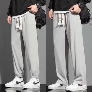 M-5xl nam xám băng lụa rời quần thẳng thời trang trơn quần đen\ kaki