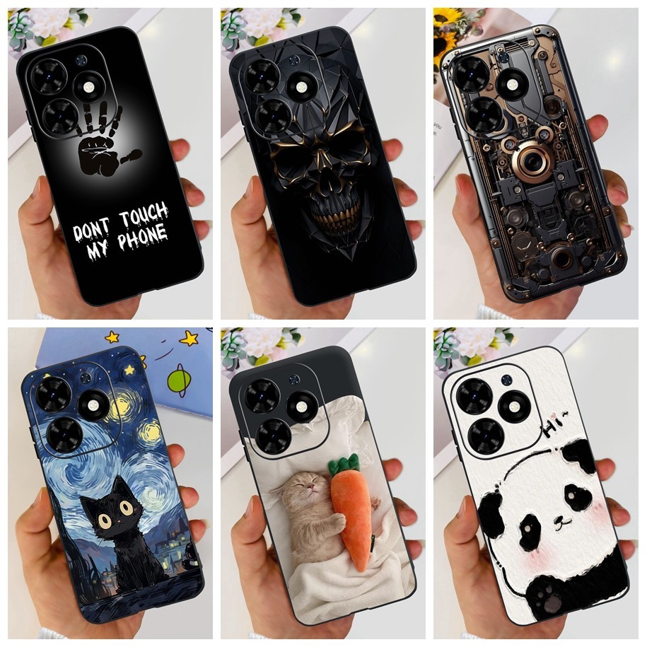 Ốp Cho Tecno Spark 20C BG7n BG7 Vỏ Điện Thoại Sơn Mát Mềm Màu Đen Silicon Ốp Lưng Cho Tecno Spark 20