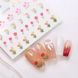 Miếng dán móng tay hoa ins tulip dán 3d dính móng tay nghệ thuật trang trí móng tay nghệ thuật
