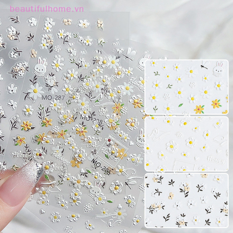 [Beautifulhome] Nhãn dán móng tay hoa dễ thương Decal dính nâng cao Trang trí móng tay DIY Nail Art 