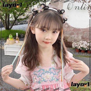 Layor1 Nơ Tua Rua Hairband, Tóc Giả Tóc Giả Hoa Xu Hướng Cổ Hanfu Hair Hoop, Trẻ Em Phong Cách Trung Hoa Mũ Tóc Vòng