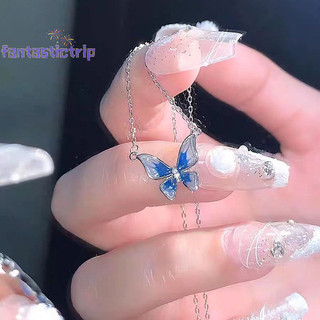 Thời trang nữ pha lê zircon mặt dây chuyền vòng cổ nữ cô gái pha lê dây chuyền vòng cổ punk trang sức tiệc bướm vòng cổ mới