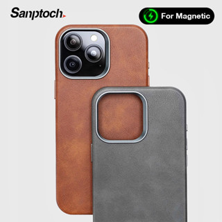 Ốp Điện Thoại Da Retro Cao Cấp Sanptoch Cho iPhone 17 16 15 14 13 Pro Max Tích Hợp Vòng Từ Tính Cho iPhone 17 Pro Max Vỏ Bảo Vệ Chống Sốc Quân Sự