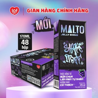 Sữa chua lên men tự nhiên MALTO Jelly Shake Shake It Off hương nho có thạch  thùng 48 hộp x 170ml
