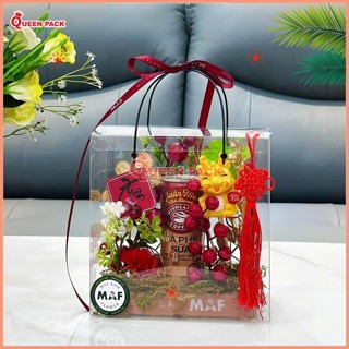 [HCM QP] Túi Hộp Mica Trong Suốt (Trơn) Kèm Quai Xách Bằng Nhựa Dùng Đựng Quà Tặng, Hoa Quả, Bánh Kẹo Tặng Biếu Dịp Lễ
