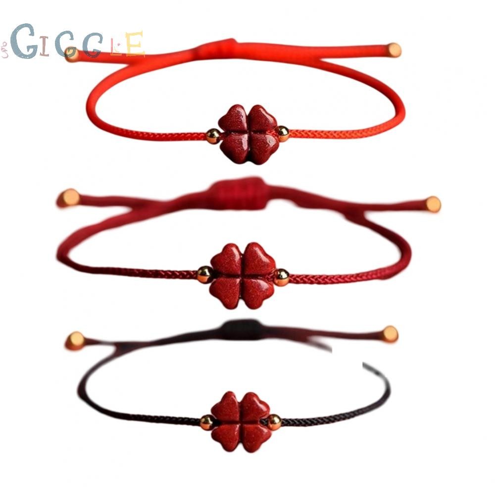 Hand Woven Cinnabar Braided Rope Bracelet Adjustable Length for Comfortable Wear