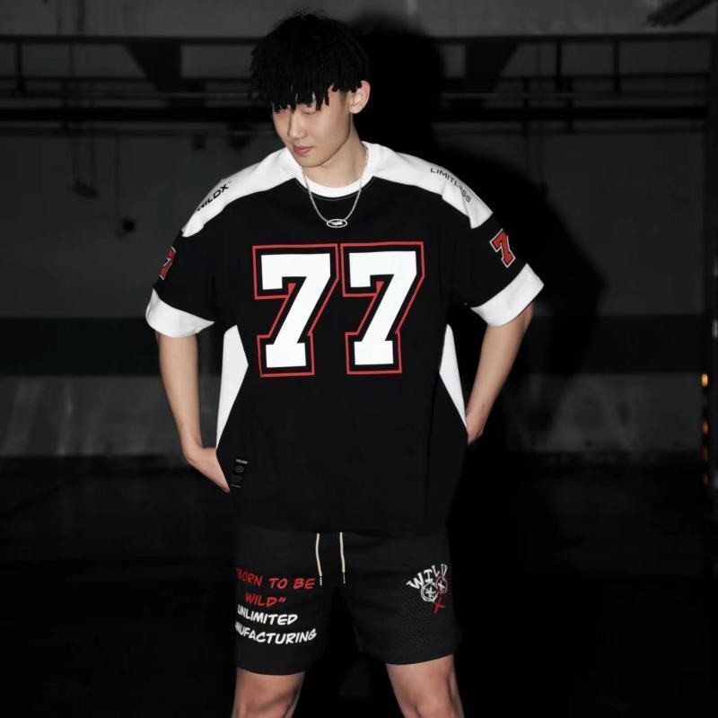 Không. 77 Ice Hockey Jersey Mỹ Tay Ngắn Retro Thể Thao Đường Phố Cao Cấp Bóng Bầu Dục Bóng Rổ Hip-Ho
