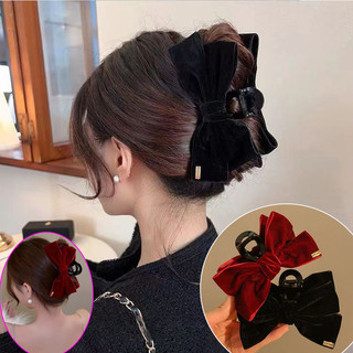  Hàn Quốc Nhung Nơ Tóc Thanh Lịch Đổ Xô Kẹp Tóc Nữ Cá Mập Kẹp Mặt Sau Của Đầu Bun Kẹp 