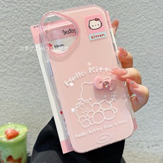 Ốp Điện Thoại Acrylic Nơ Màu Hồng Kitty Cho iPhone 16 Pro Max 15 Pro Max 14 13 Pro Max Thạch Chống Sốc IMD Bảo Vệ Vỏ