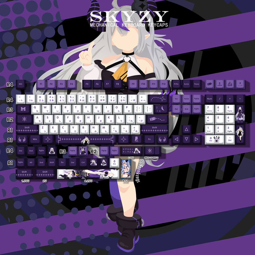 La + Darknesss Keycaps Cherry Profile VTuber Hololive PBT Dye Sub Keycap