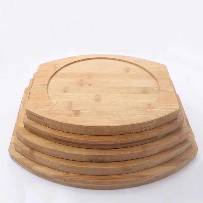 Tấm sắt tấm gỗ tròn tấm tre tấm gỗ tre tấm sắt tấm gỗ nướng đế bít tết tấm gỗ bộ đồ ăn tấm gỗ nướng