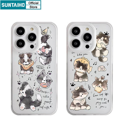 Suntaiho Vỏ Dễ Thương Ngộ nghĩnh Ngôi Sao Mèo Họa Tiết Chó Ốp lưng Cho Iphone 16 15 14 13 12 11 Pro Max IP 7 8 Plus Iphon X Xs XR Xs Max TPU Mềm Cao Cấp Chống Sốc Ốp Lưng