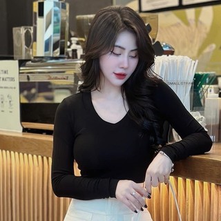 ÁO CỔ TIM TAY DÀI TRƠN BASIC
