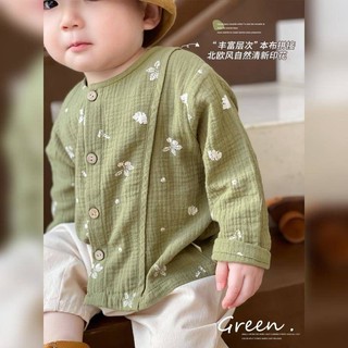 Áo khoác cho bé Áo sơ mi phiên bản Hàn Quốc Áo sơ mi Cardigan cho bé phong cách Bắc Âu Áo sơ mi in sợi Cotton