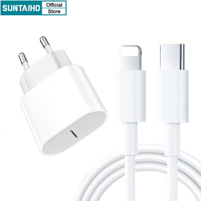 Suntaiho Bộ cáp sạc nhanh chất lượng cao và bộ sạc PD 20W Bộ sạc cáp EU loại c cho iphone 15 14 13 12 11 Pro Max 13Mini 14 Plus XR X XS Cáp Lightning