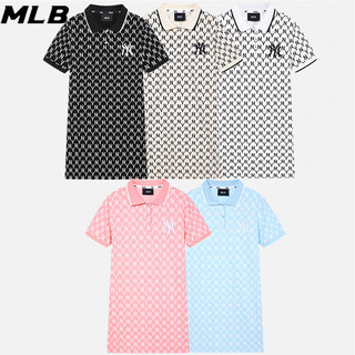 Thêu Logo MLB NY Nguyên Bản Giữa Chiều Dài Đầm Polo Cổ Đầm In Full Đầm Mùa Hè Thường Ngày
