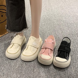Mango Head Đáy Dày Velcro Đầu Lớn Giày Xuân 2024 Mới Phong Cách Preppy Bé Gái Thoáng Khí Giày Vải