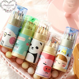 Dualswish Gấu Mini Dễ Thương 12 Màu Bút Chì Nhỏ Vẽ Bút Màu Học Sinh Bút Vẽ Màu Cụ Thể