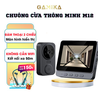 Chuông cửa không dây, Chuông cửa M12 có camera, đàm thoại 2 chiều dễ dàng sử dụng không cần kết nối app, điện thoại