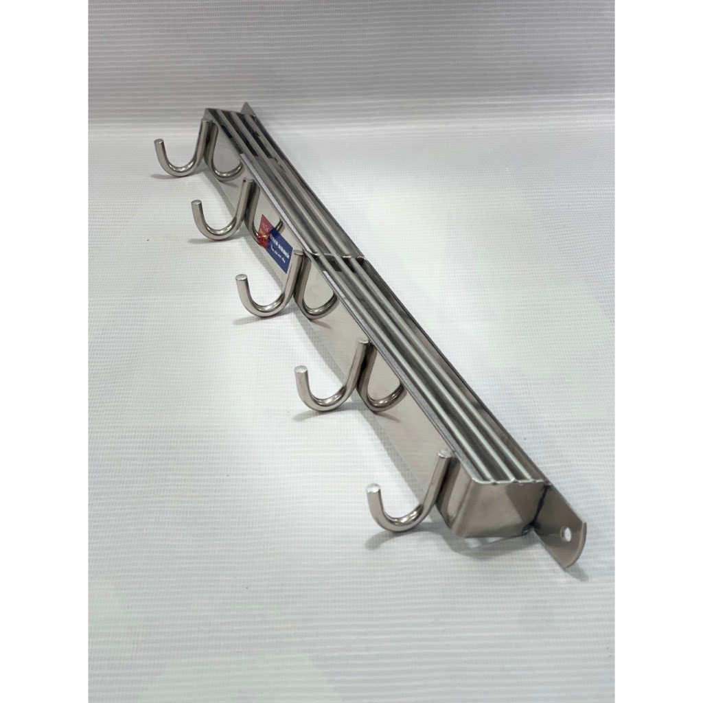 Giá cài Dao Inox la, có móc treo nồi niêu xoong chảo tiện dụng 3 móc. 4 móc