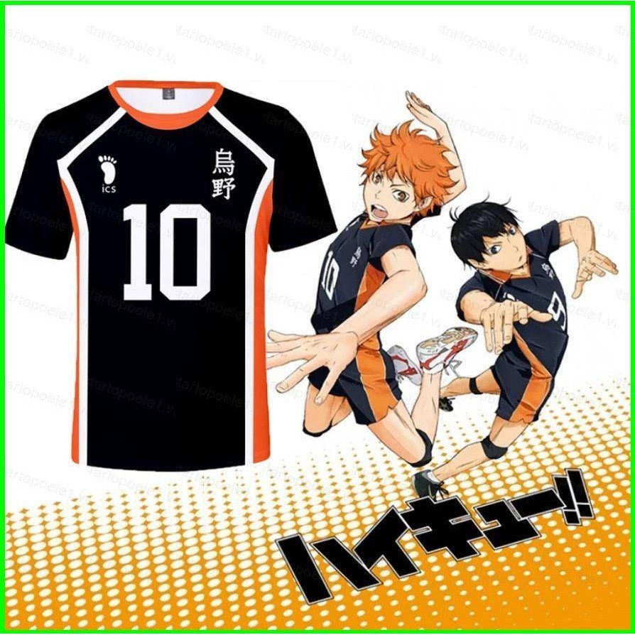 Bx Haikyuu!! Trang Phục Hóa Trang Karasuno Áo Thun Nữ Tay Ngắn Thể Thao Đồng Phục TobioTop Shoyo Tee