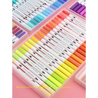 Bút brush 12 màu 2 đầu viết calligraphy , bút dạ màu marker B5
