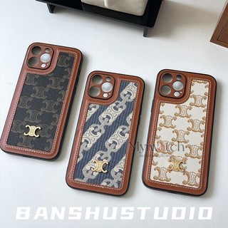 Ốp lưng da thêu vải sang trọng cao cấp cho iPhone 16 15 14 13 12 11 Pro Max 14 15 Plus Vỏ bảo vệ toàn bộ ống kính chống rơi