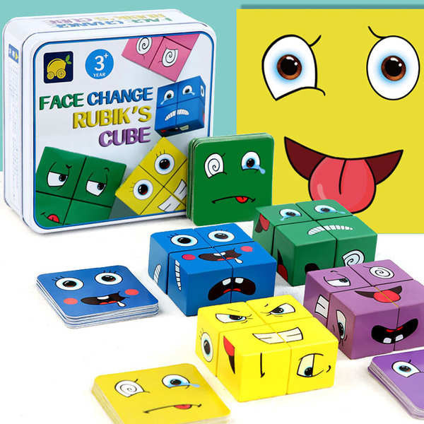 rubik biến thể gan 356 maglev Thay đổi khuôn mặt Khối lập phương Rubik với chuông Bạn cười Tôi cười biểu cảm Đồ chơi giáo dục sớm cho trẻ em Trò chơi vui nhộn trên bàn