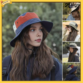 [Athena] Mũ ngư dân mùa hè Colorblock Dây đeo chống gió Chống nắng Chống tia cực tím Trang trí kỳ nghỉ Leo núi Làm vườn Mũ ngoài trời