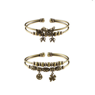  Yueying 2024 Cổ Chơi Đau Khổ Đồng Thau Vòng Đôi Vòng Tay Bướm Cỏ Bốn Lá Mặt Cười Quốc Gia Hợp Thời Trang Sáng Tạo Hanfu Hình Vòng Tay Vòng Tay 