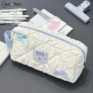 Babi Mami Túi Văn Phòng Phẩm Mùa Hè Bọt Xanh Nơ Bút Túi ins Làm Đẹp Cao Sinh Viên Trái Tim Cô Gái Dung Tích Lớn Túi Bảo Quản