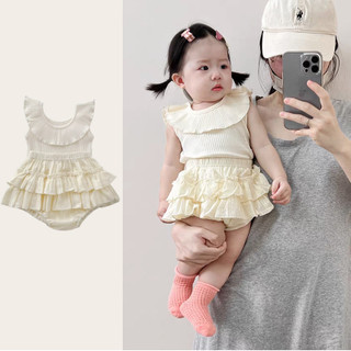 Bộ quần áo bé gái mùa hè không tay hai bộ và váy bánh Bộ quần áo trẻ sơ sinh 0-2 tuổi