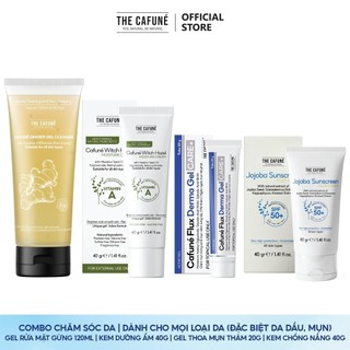  Combo Cho Da Mụn Kem Chống Nắng Gel Chấm Mụn Cafuné Flux Sữa Rửa Mặt Kem Dưỡng Ẩm The Cafuné Dành Cho Da Mụn 120gram 