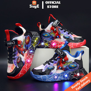 SUGE Giầy thể thao siêu nhân Người Nhện bé trai có đèn led Phát sáng Thông gió