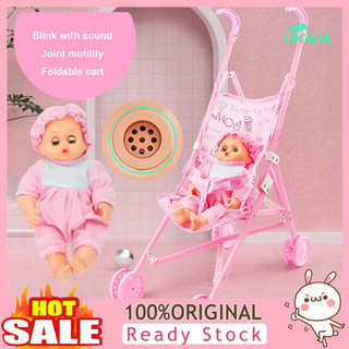 1 bộ xe đẩy búp bê mạnh mẽ nhẹ sáng tạo búp bê pram đồ chơi với búp bê bé cho bé gái