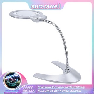 Aurorawell led magnifying lamp 2.5x 5x 130mm table & glass with flexible tube